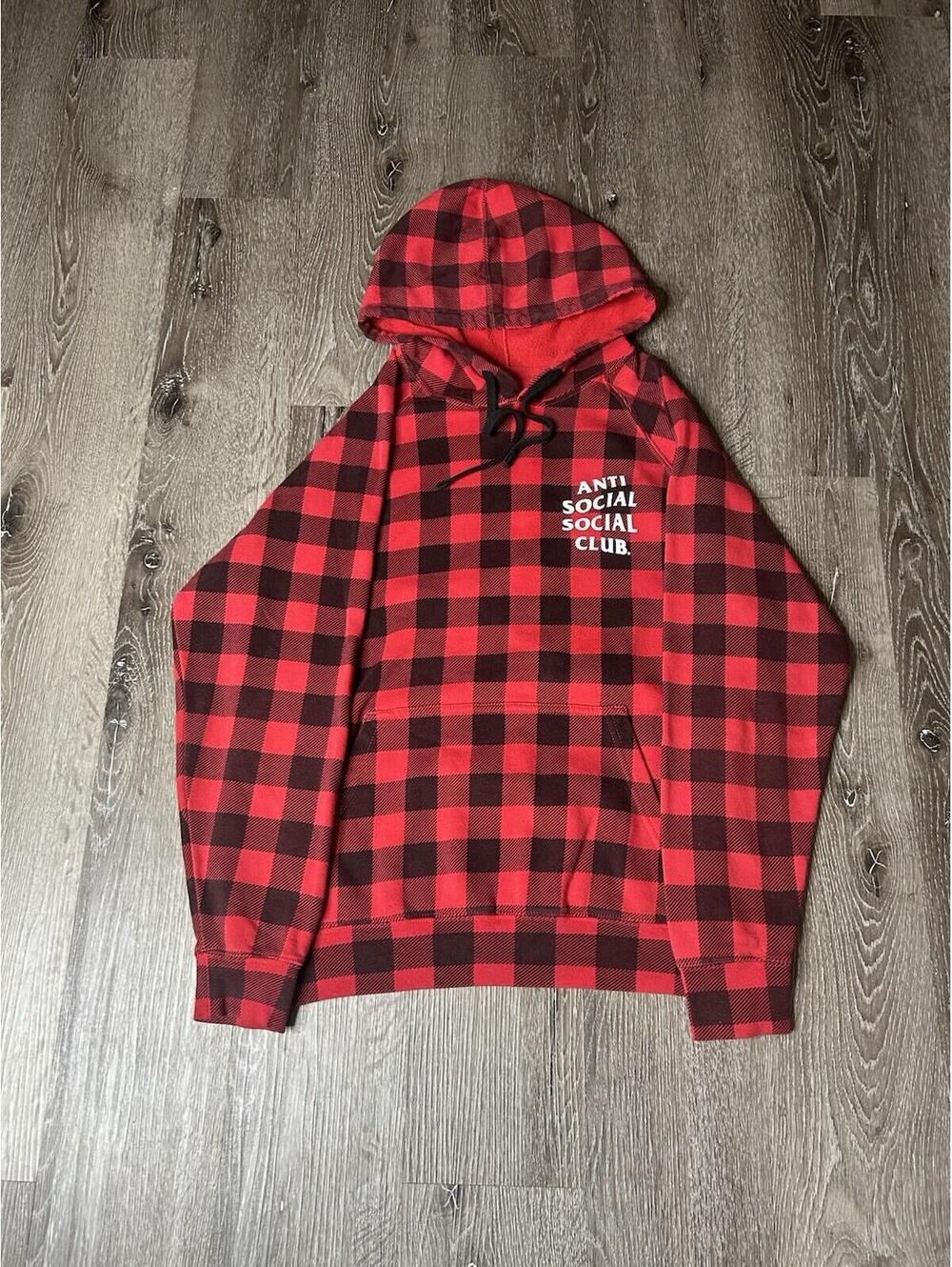 Anti Social Social Club Fleece Hoodie Checkered Red Small